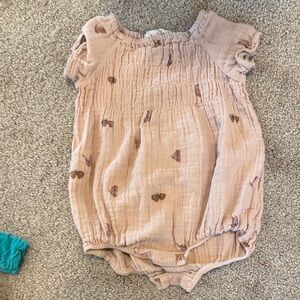 Pink Baby Romper with Butterfly Print